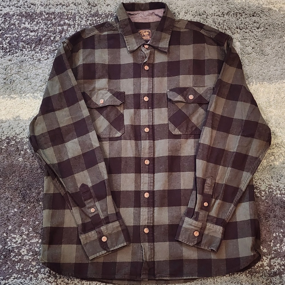 Jachs Heritage Flannel Green Black Buffalo Check Heavyweight Shirt Mens XL